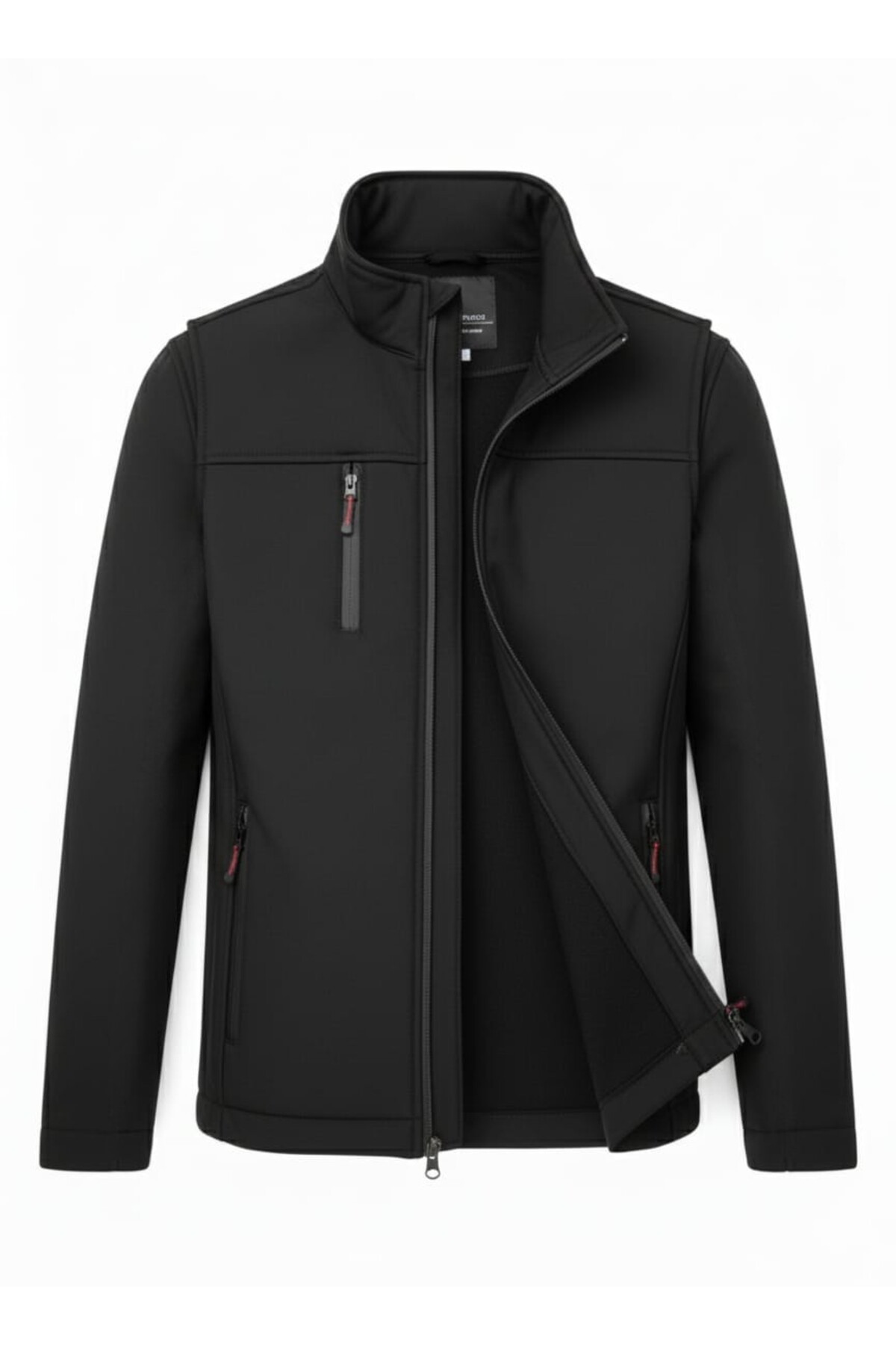 H&A İSTANBUL  Erkek Softshell siyah mont Su Ve Rüzgar Geçirmez dik yaka içi polar 3 cepli Outdoor & spor