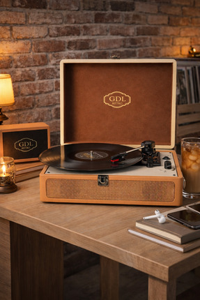 GDL Retro Çanta Pikap Bluetooth Dahili Hoparlörlü Metal İğneli T417B Krem