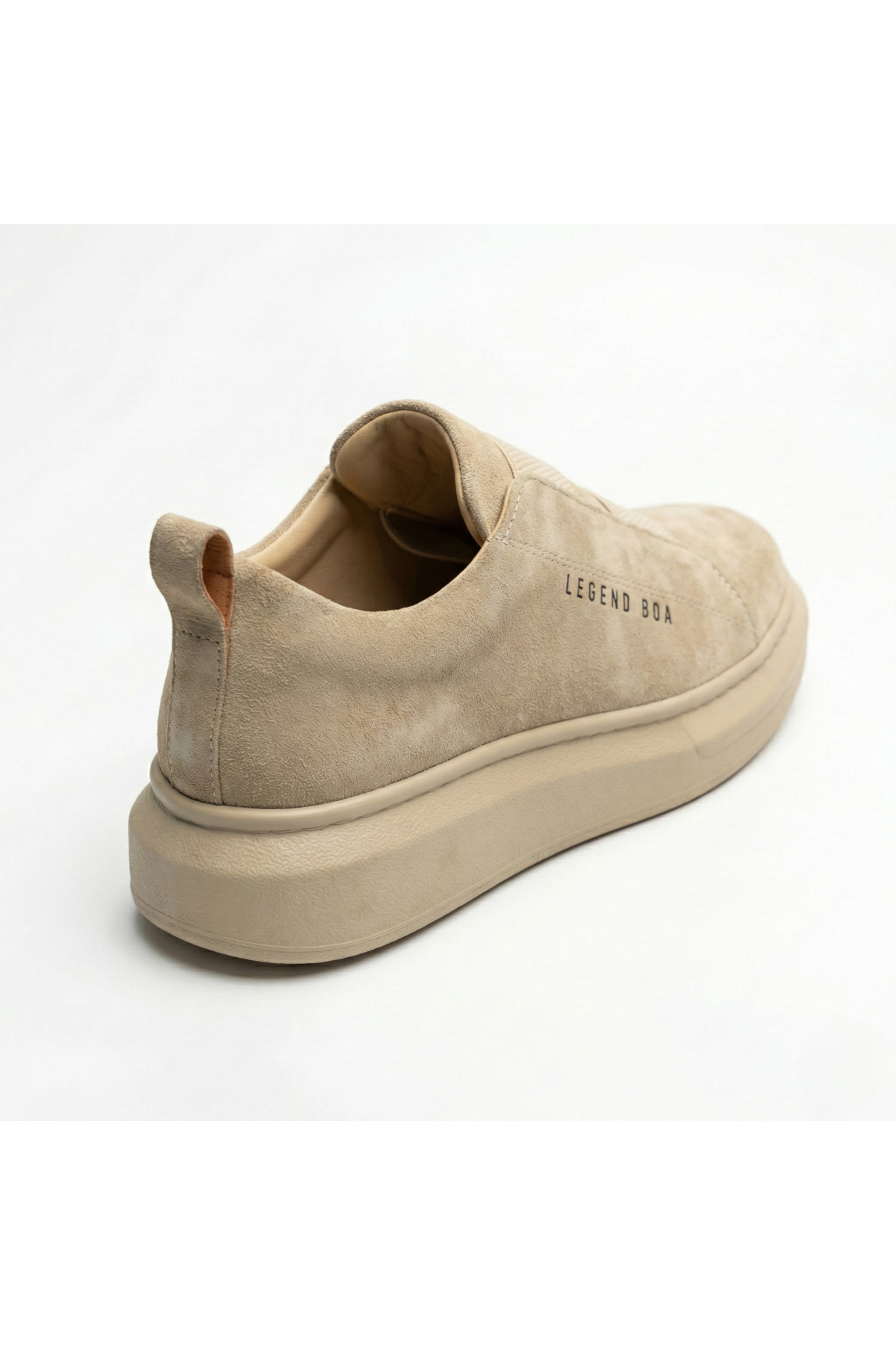 BESKAR  BA0307 Kalın Taban Süet Çift Bant Bej Erkek Günlük Ayakkabı – Ortopedik Ve Şık - Görsel 6