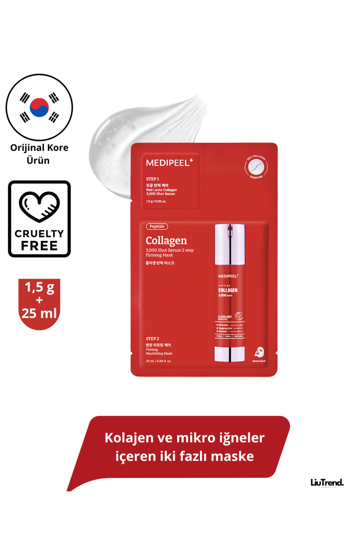 Medipeel Red Lacto Collagen 3000 Shot Serum 2 Step Mask 1,5 g + 25