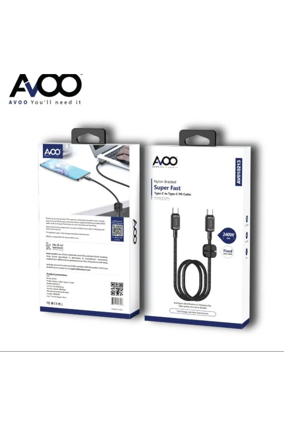 كيبل مصنوع من القماش يدعم الشحن السريع بقوة W240 ل...