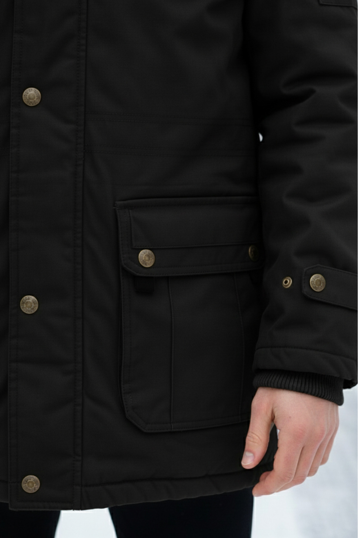 Dynamo  Erkek Siyah Kapüşonlu Kürk Astarlı Su Geçirmez Kaplamalı Kalın Kaban 2485 - Görsel 4