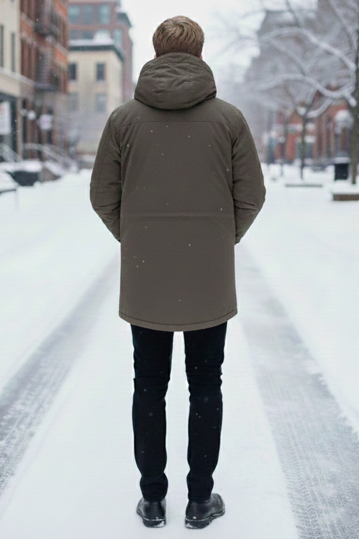 Dynamo  Erkek Haki Kapüşonlu Kürk Astarlı Su Geçirmez Kaplamalı Kalın Kaban 2485 - Görsel 6