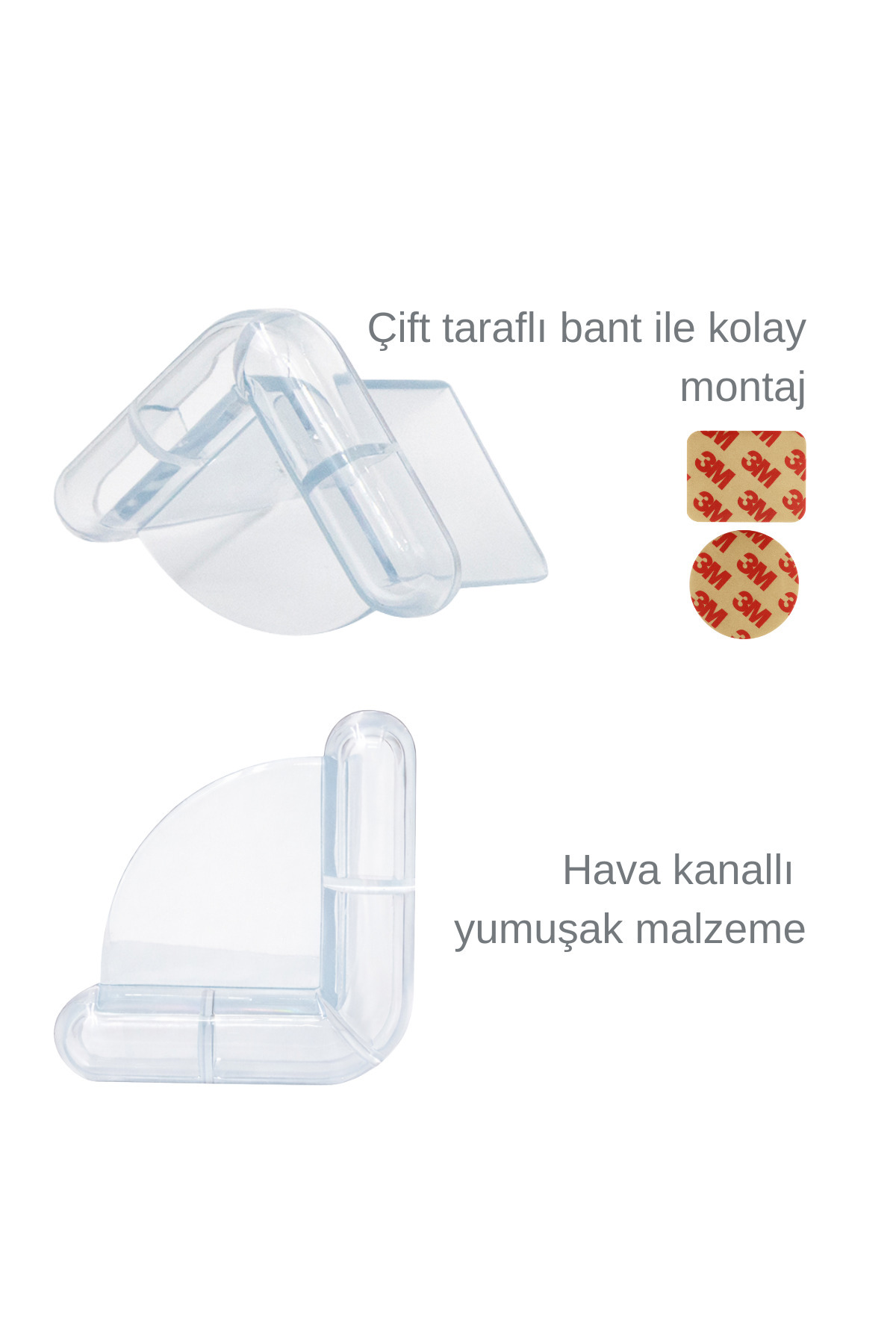 ketbox 12 Adet Silikon Köşe Koruyucu 3m Bantlı Çocuk Bebek Güvenlik Emniyet fotoğrafı 3 (önizleme)