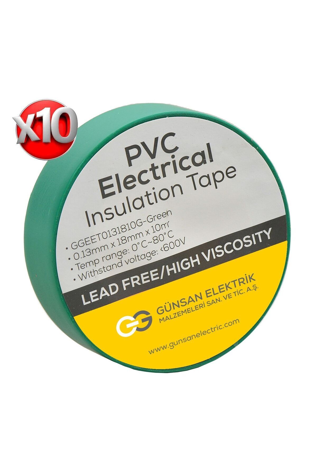 Green Electrical Insulation Tape 10 Pieces