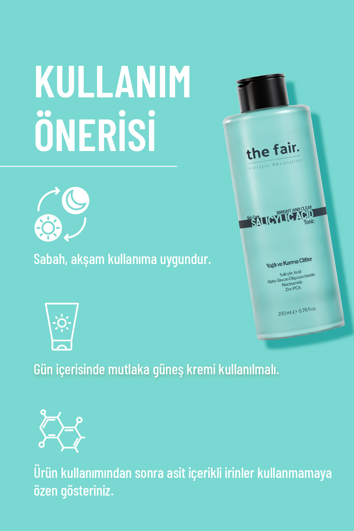 Leke Önleyici Sebum Dengesi Sağlayıcı Gözenek Bakımı Yapan Salisilik Asit Tonik 200 ml — ZZ.VV.SGT.2023/0526 — تصویر 4 از 5