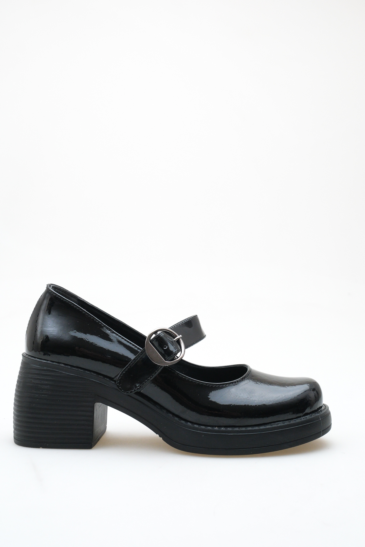Women's Special Design Platform Heels Elegant Buckle Banded Ballerina Black Spring Loafer Moccasin Shoes