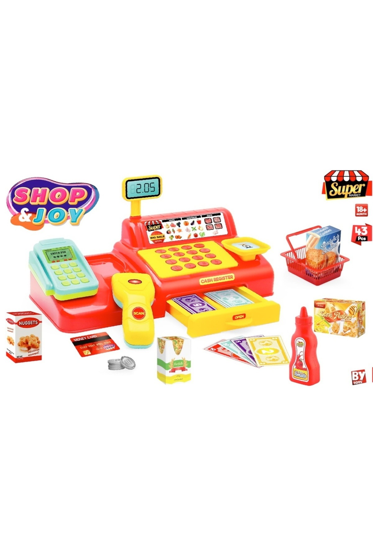 Genel Markalar Benim Marketim - Shop-Joy Süper Market Yazar Kasası 43 Parça Eğitici Oyun Seti fotoğrafı 6 (önizleme)