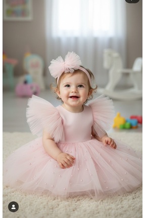 By Aybüke pembe çocukabiye doğumgünü elbisesi düğün elbisesi