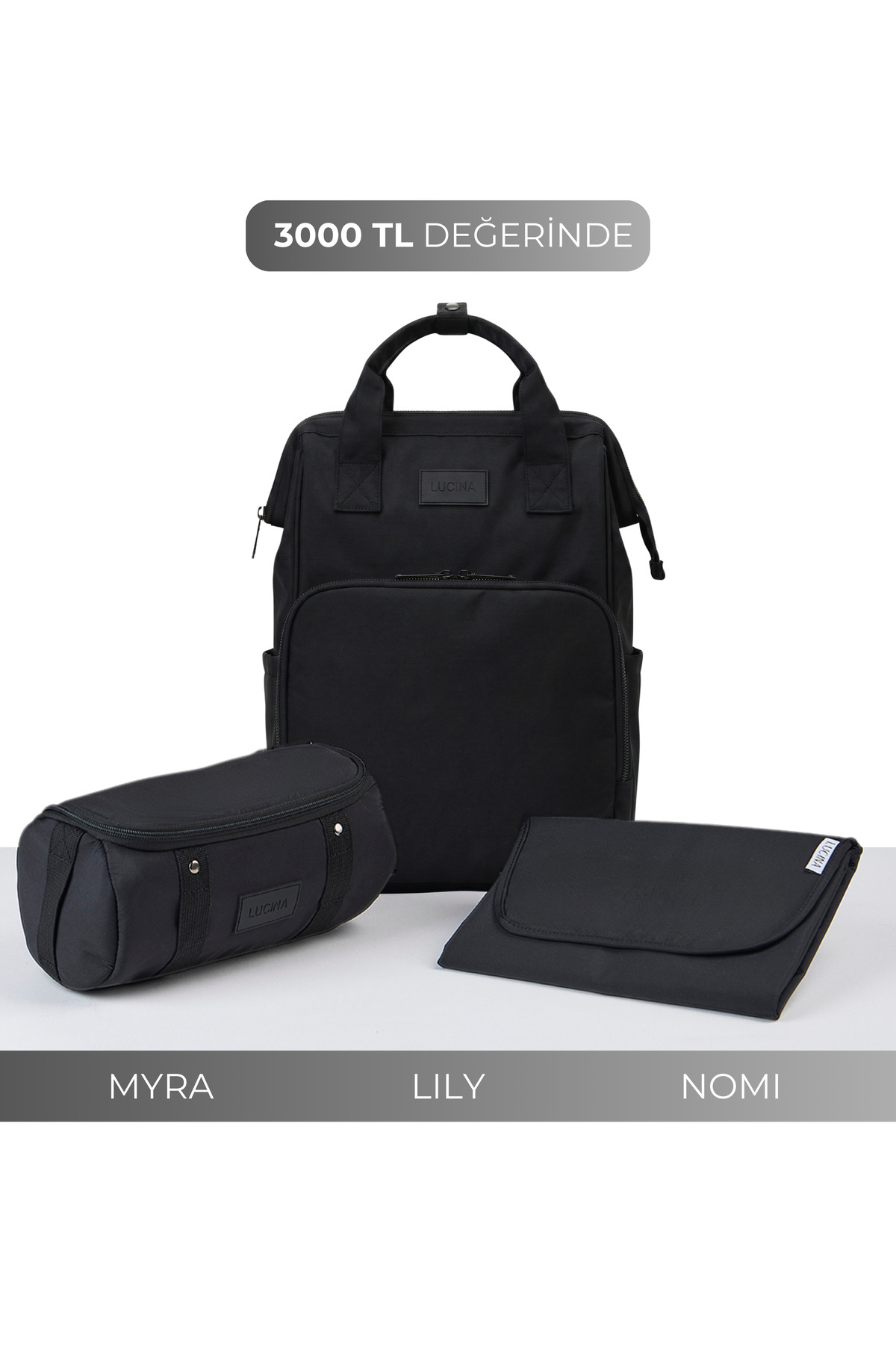Lily Baby Care Set: Lily Mother Baby Thermal Care Bag, Myra Organizer, Nomi Diaper Pad