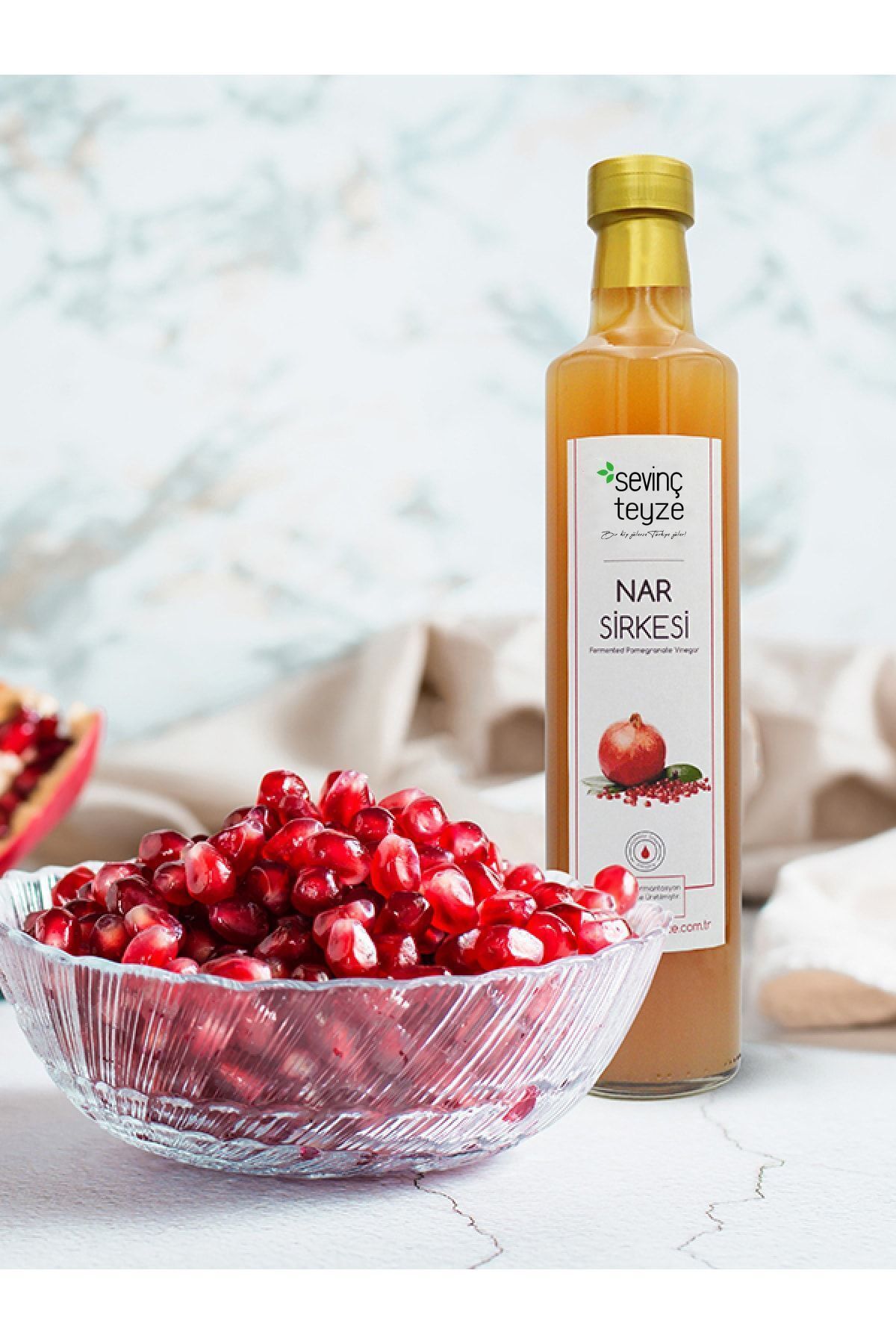 Organik Teyze Sevinç Teyze Doğal Fermantasyon Nar Sirkesi 500ml - Katkısız, Çiğ İçimlik, Pomegranate Vinegar - Fiyatı, Yorumları