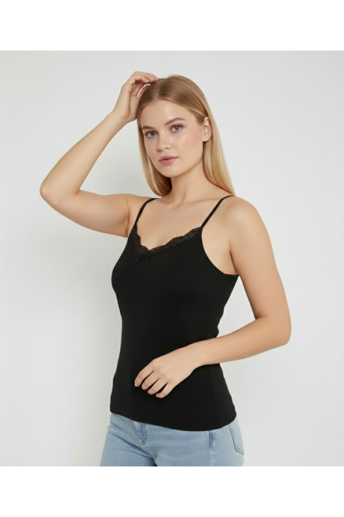 MrrMajestic  4'lü Kadın Atlet ip Askılı Dantelli Kadın Atlet - Görsel 6