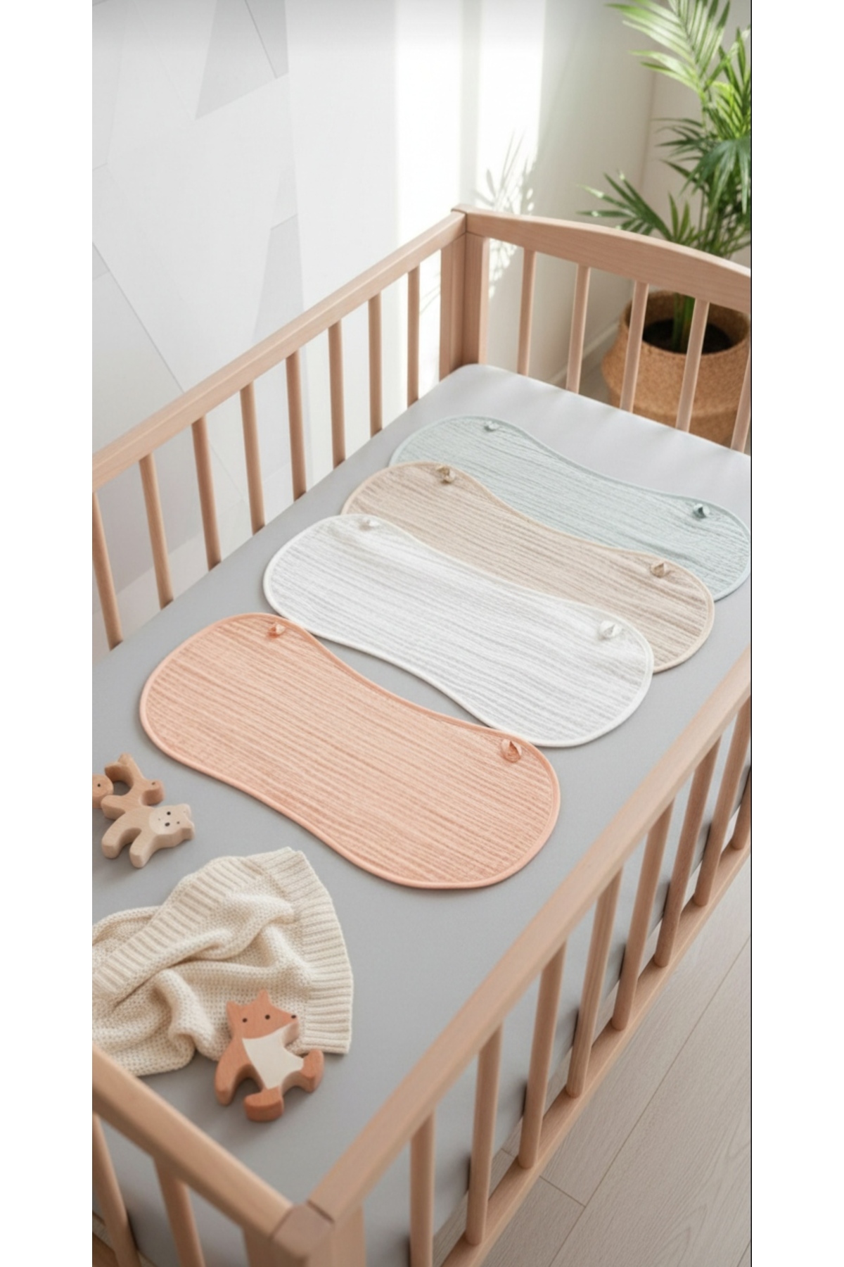 4-Pack 100% Cotton 4-Layer Soft Color Muslin Baby Shoulder Cover /Mouth Wipes / Nickel Free Snaps