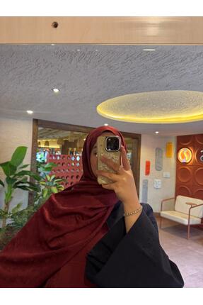 Karfa Scarfs Şal & Eşarp Modern Desenli Bordo Jakar Şal – Tok Duruşlu, Kaymay...