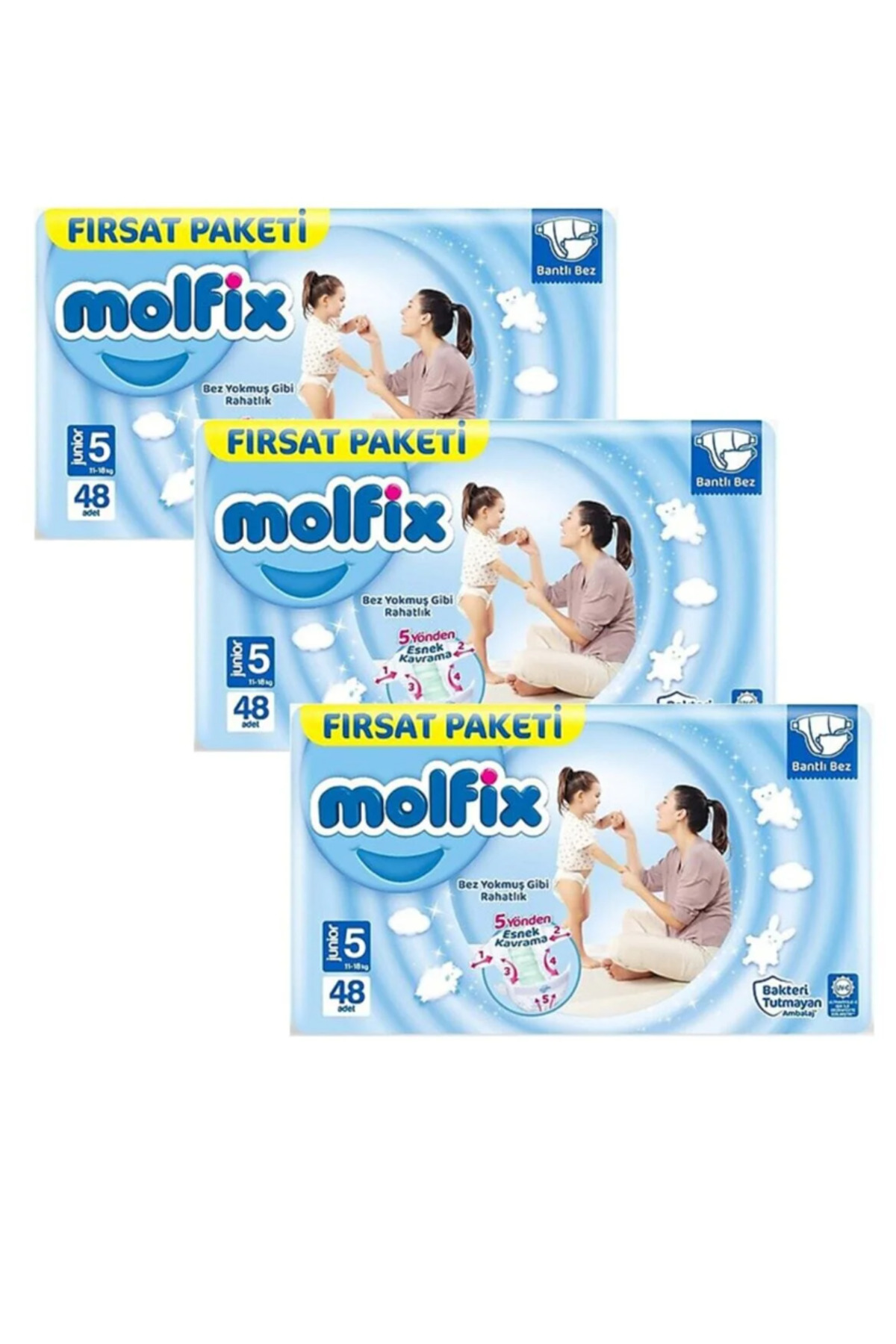 Molfix Bebek Bezi 5 Beden Junior Dev Ekonomik Paket 48 Adet X 3 Adet fotoğrafı 2 (önizleme)