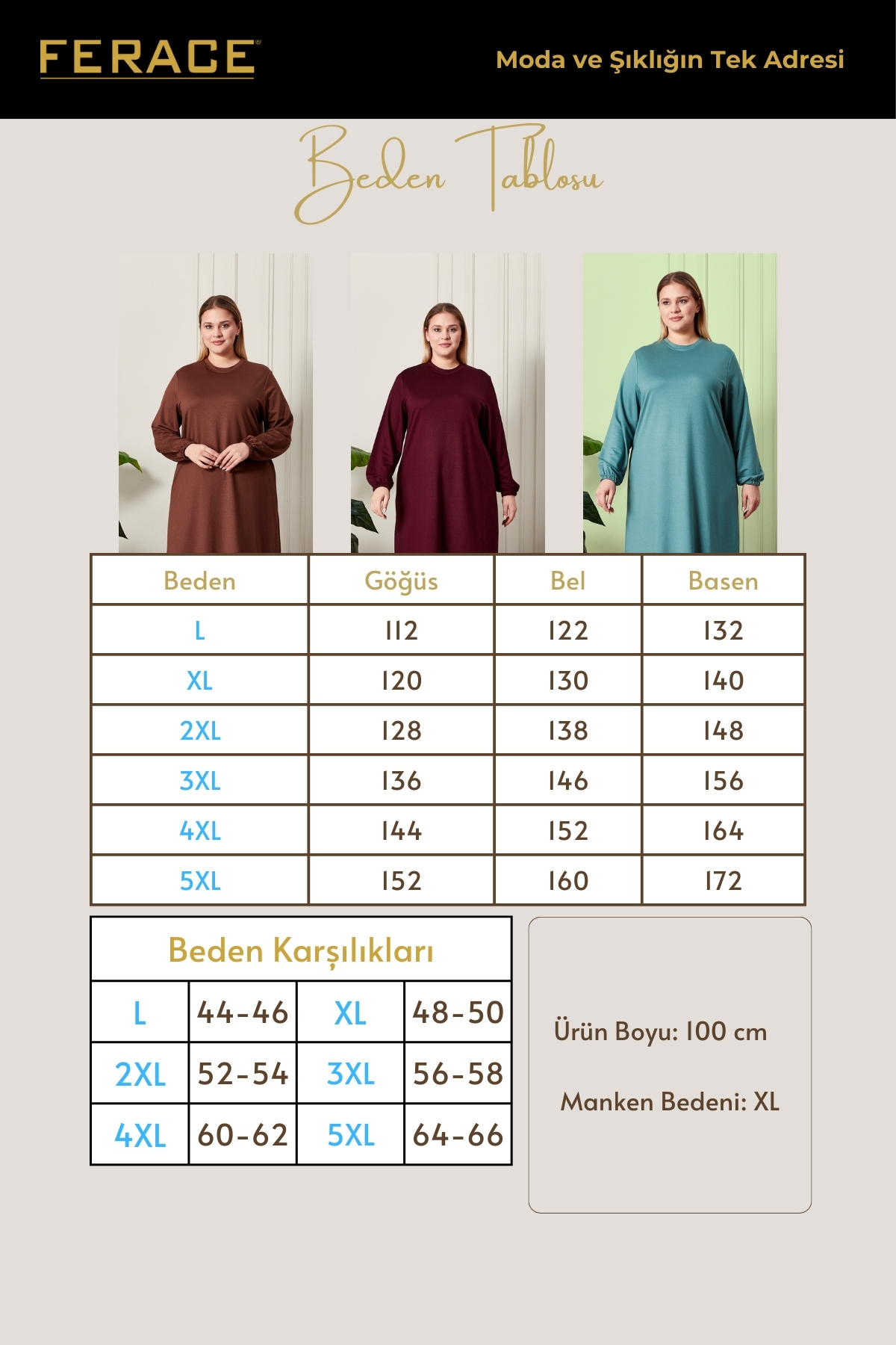 Ferace Kadın Büyük Beden Iki Iplik Penye Uzun Tesettür Tunik görsel 2