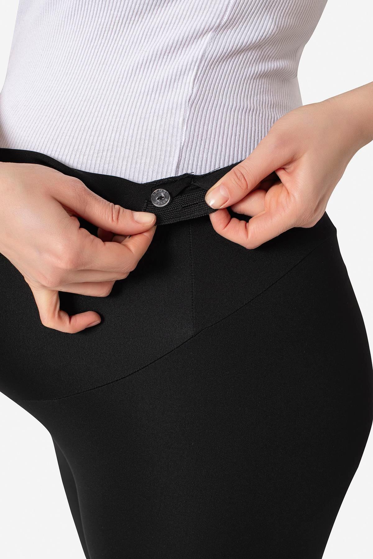 Arma Yıldız Beli Ayarlanabilir Siyah Esnek Yüksek Bel Hamile Tayt fotoğrafı 6 (önizleme)