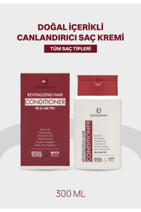 Swissoderm Canlandırıcı Saç Kremi, Tüm Saçlar, Vegan, Silikonsuz, Sülfatsız, ...