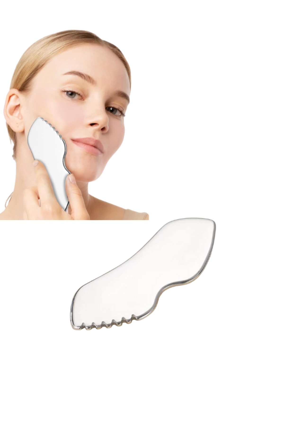 ماساژور صورت فلزی، Face Gua Sha — نقرهای hc-01