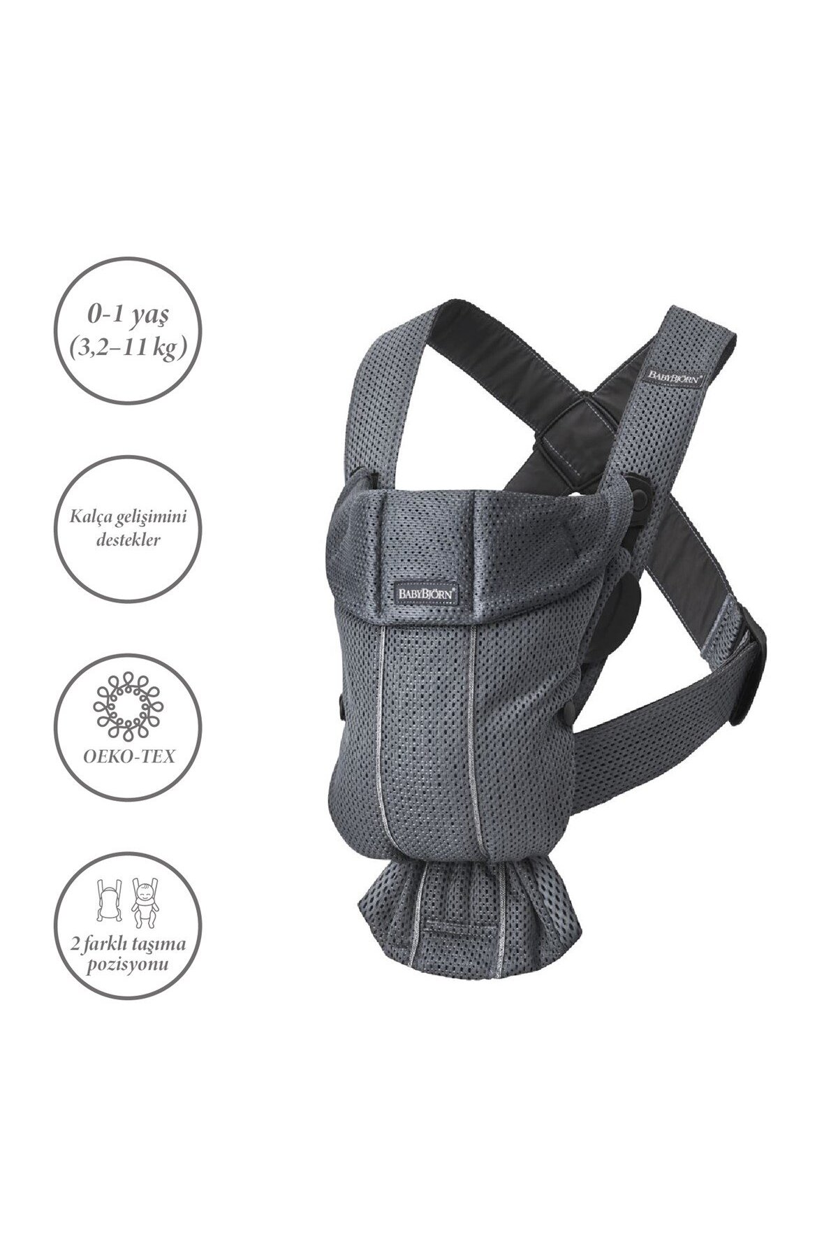 BabyBjörn Kanguru Mini Mesh Anthracite fotoğrafı 2 (önizleme)