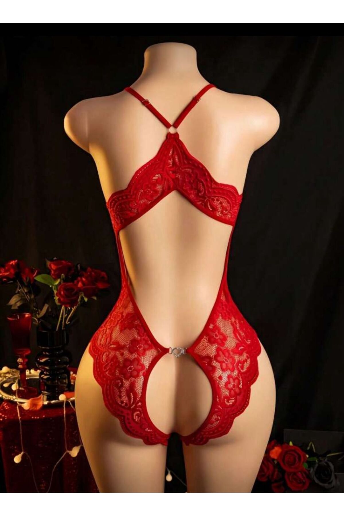 Blizard  Kadın Parlak Kırmızı Şık Gecelik Takımı - Görsel 4