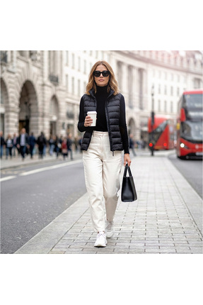 Penelope %100 Kaz Tüyü Aurora Kadın Yelek - Siyah/M