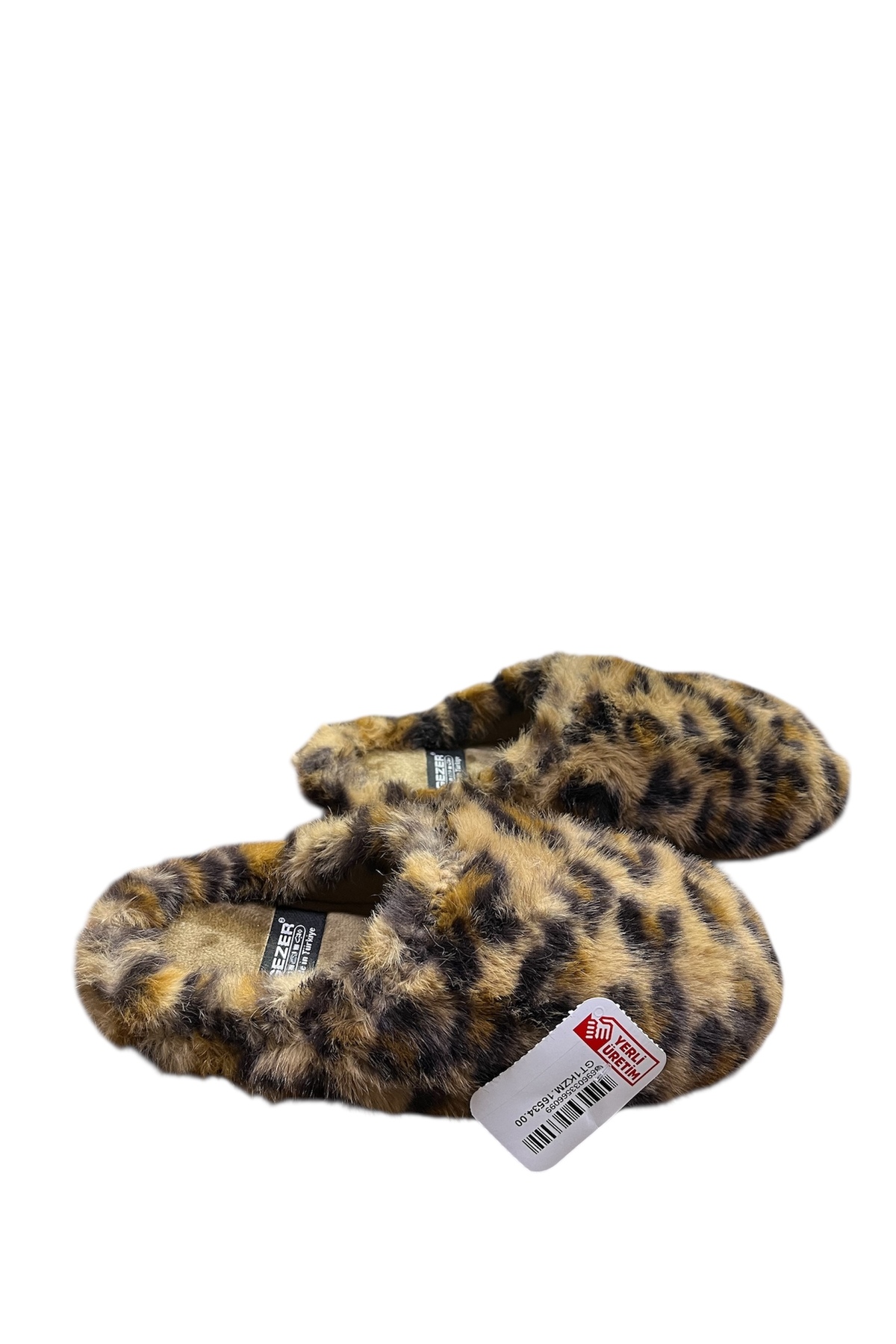 GEZER leopar desenli ortopedik kışlık içeri terlik görsel 2