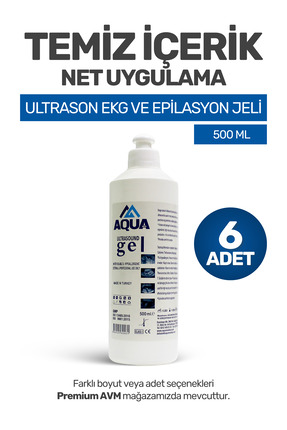 aquamed (6 ADET) Aqua Ultrason EKG ve Epilasyon Jeli 500 ml – Cilt Dostu, Kok...
