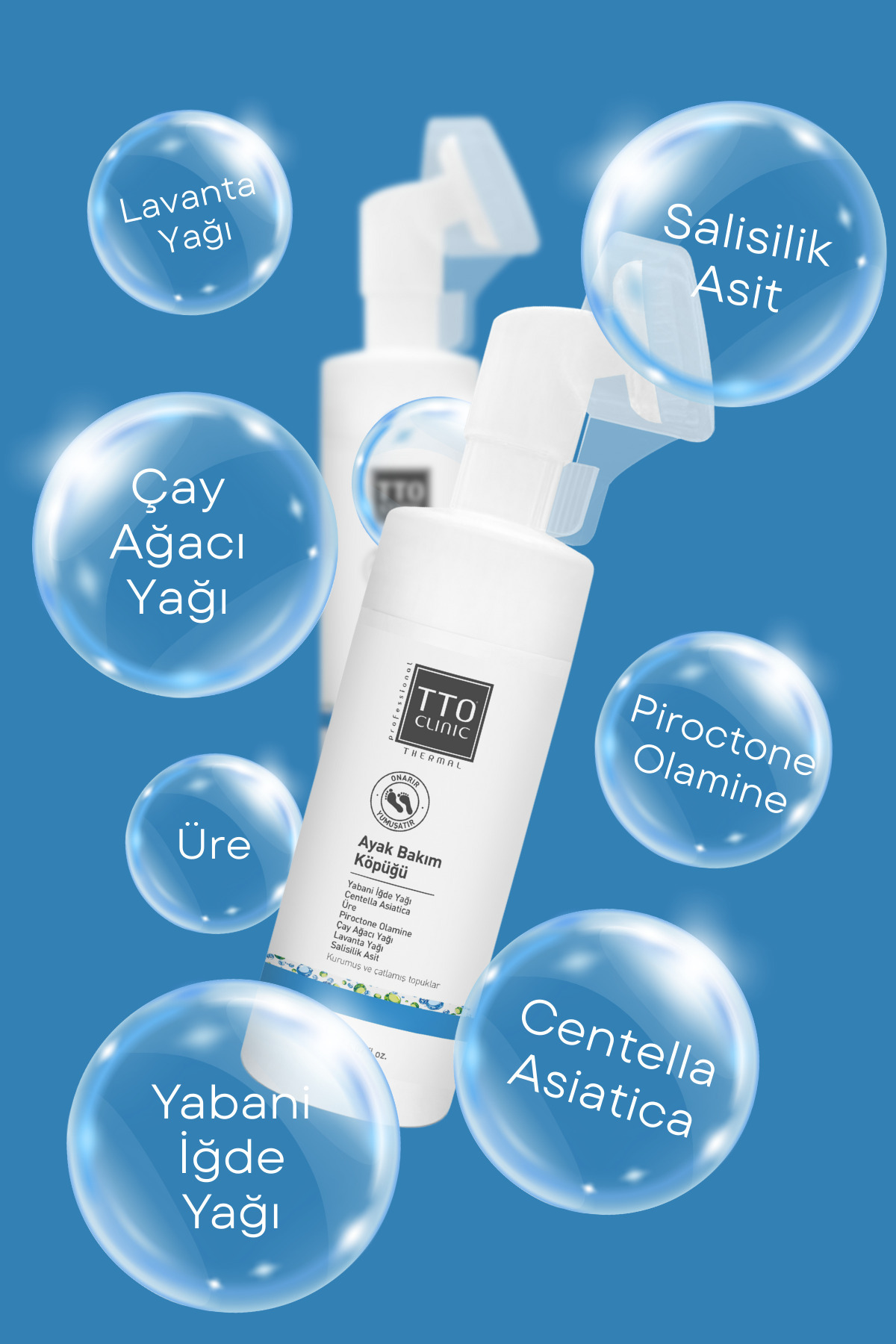 Ayak Bakım Köpüğü Yumuşatıcı Temizlik 150 ml Salisilik Asit ve Panthenol Clinic — 8680145085395 — تصویر 4 از 6