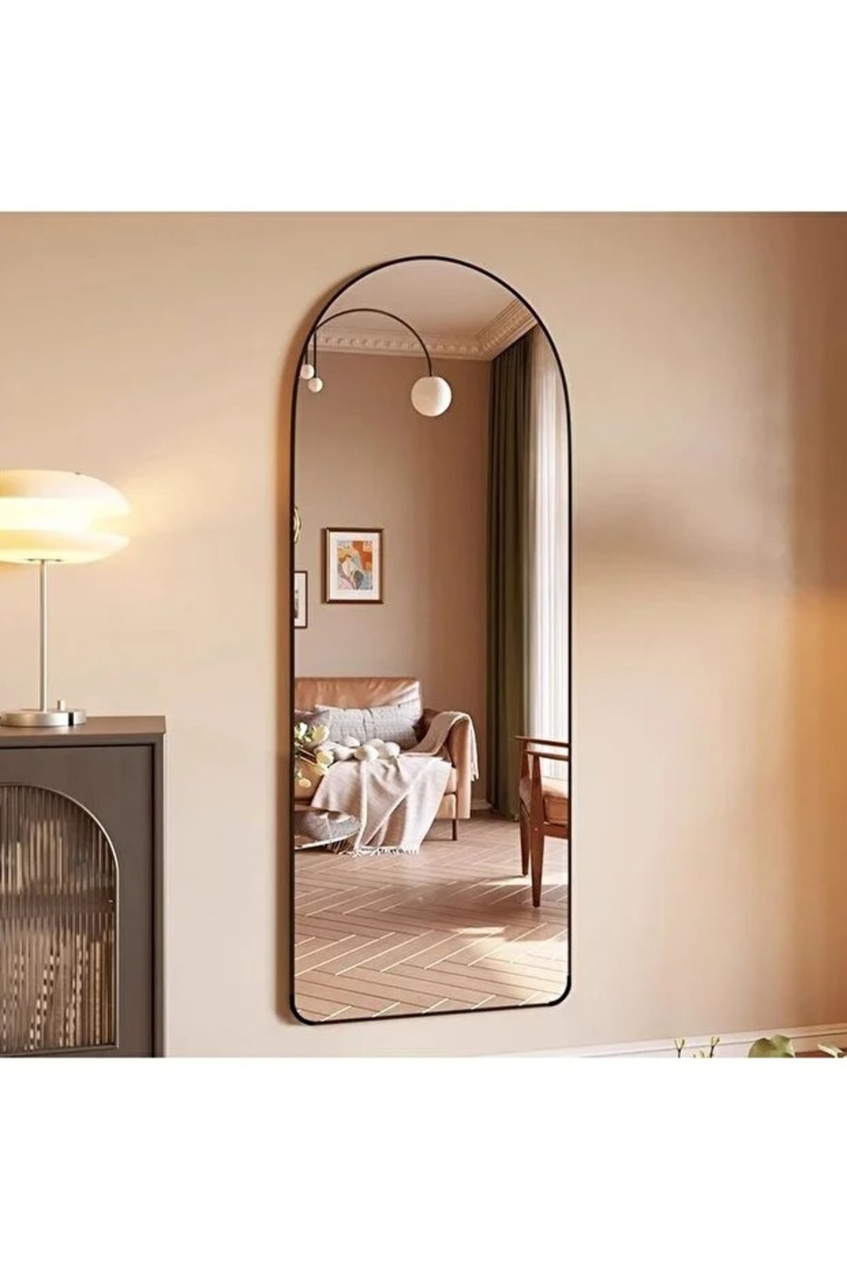 مرآة كاملة الطول 50x160سم مع حامل مستطيل ، مرآة أرضية، مرآة حائط، معلقة/مائلة | أسود