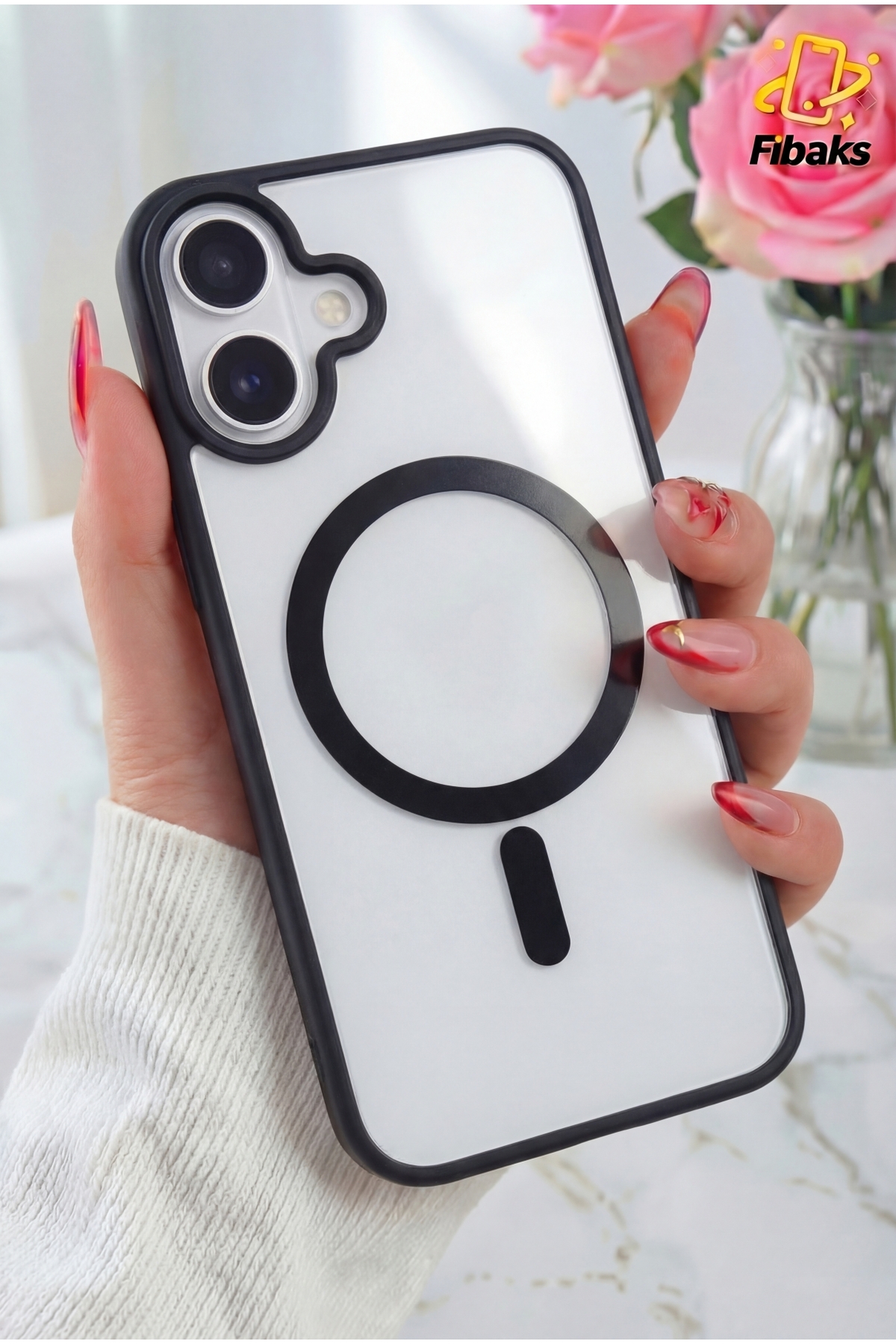 iPhone 16 Case Full Protection Colorful Hard Silicone Cover with Magsafe Wireless Charging Black