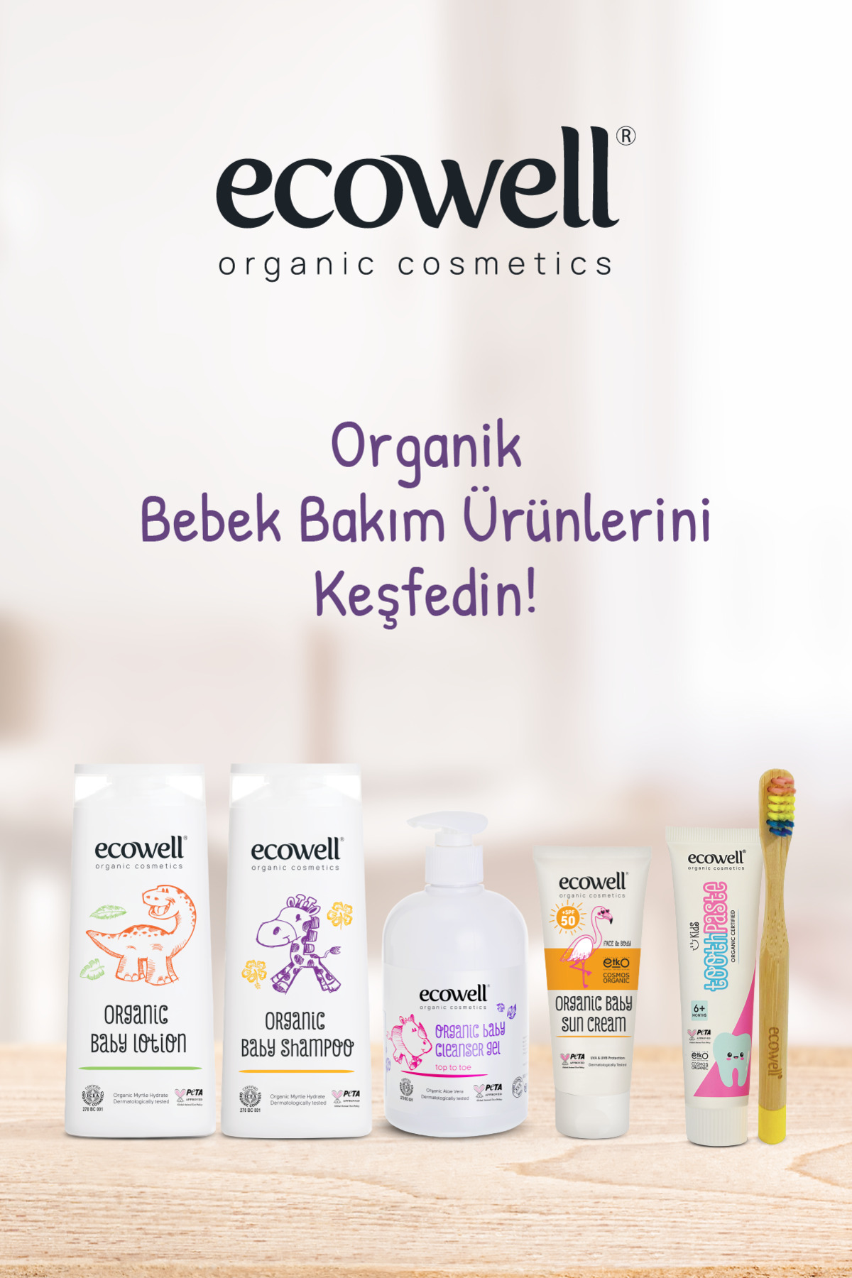 Ecowell Organik Bebek Güneş Kremi Spf 50, Vegan Sertifikalı, Mineral Filtre, Uva & Uvb Yüksek Koruma 110gr fotoğrafı 4 (önizleme)