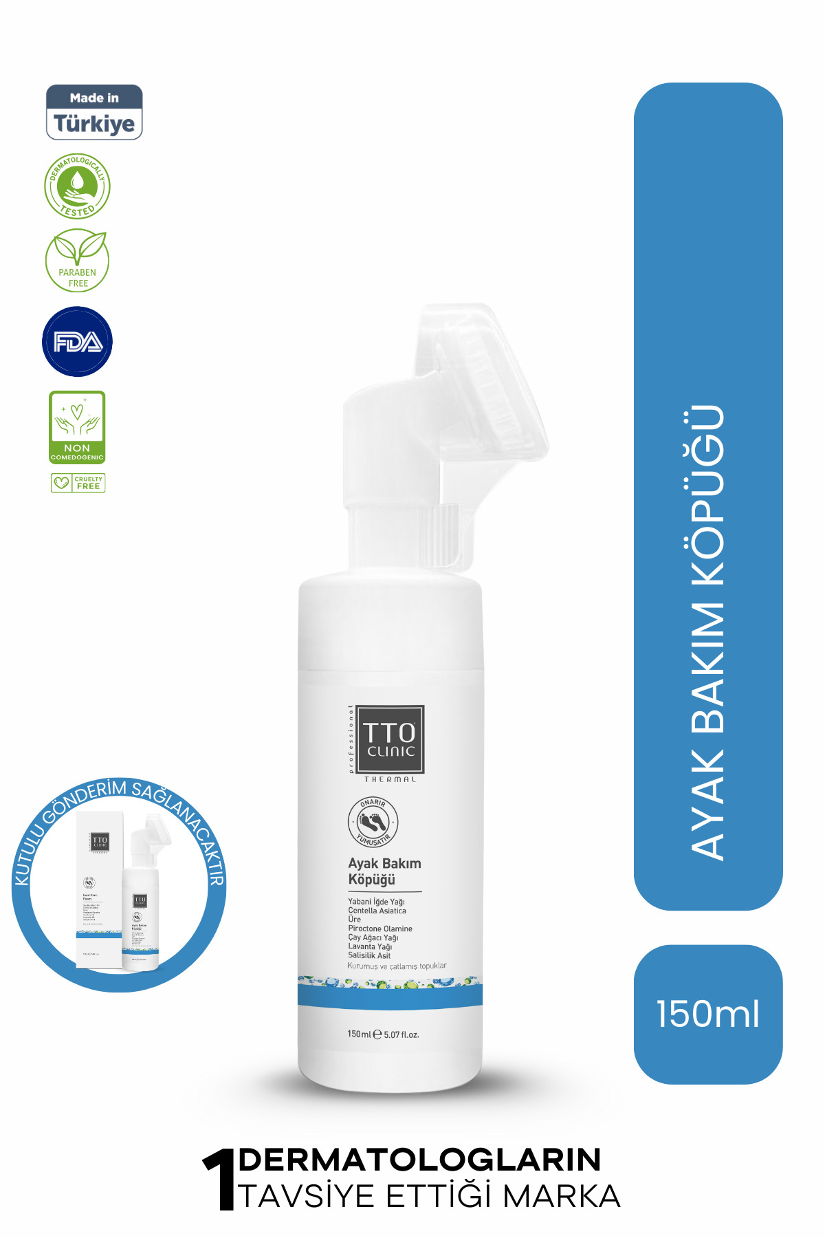 TTO Ayak Bakım Köpüğü Yumuşatıcı Temizlik 150 ml Salisilik Asit ve Panthenol Clinic — 8680145085395