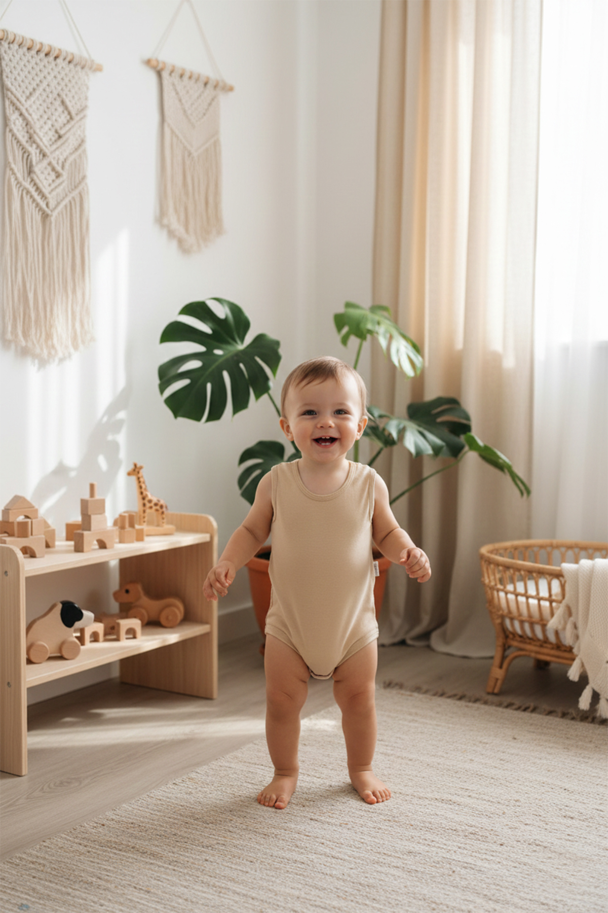 MAHFEL %100 Organik Pamuklu Çıtçıtlı Kolsuz Bebek Body Zıbın 3lü Paket fotoğrafı 4 (önizleme)