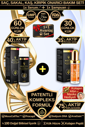 Dr.Sammy's Quarine Serum ve Şampuan İçeren Dökülme Karşıtı 1 Aylık Bitkisel A...