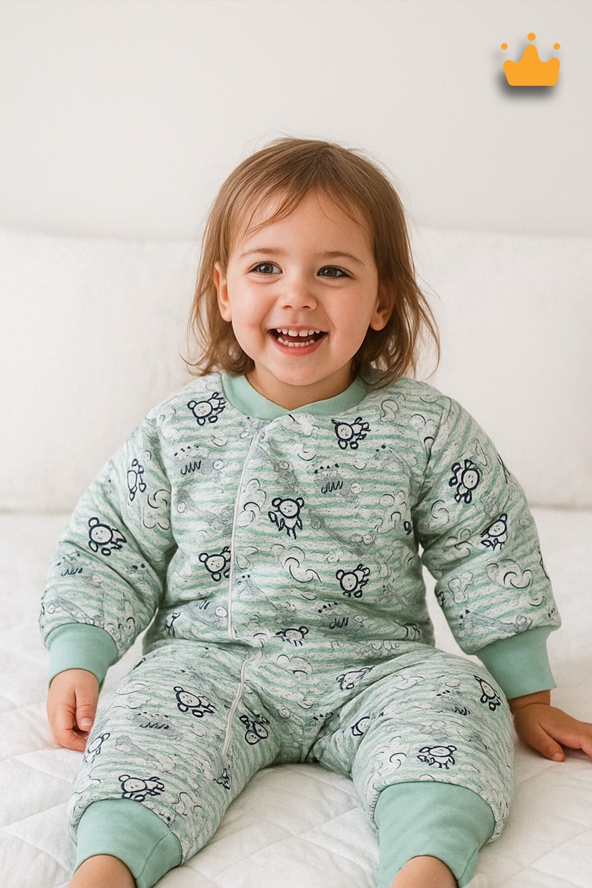 Babyhola 2-9 Yaş 2.5 Tog Premium Kalite Kalın Elyaf Dolgulu Kız Erkek Çocuk Uyku Tulumu Yeşil Fil 6020 fotoğrafı 2 (önizleme)