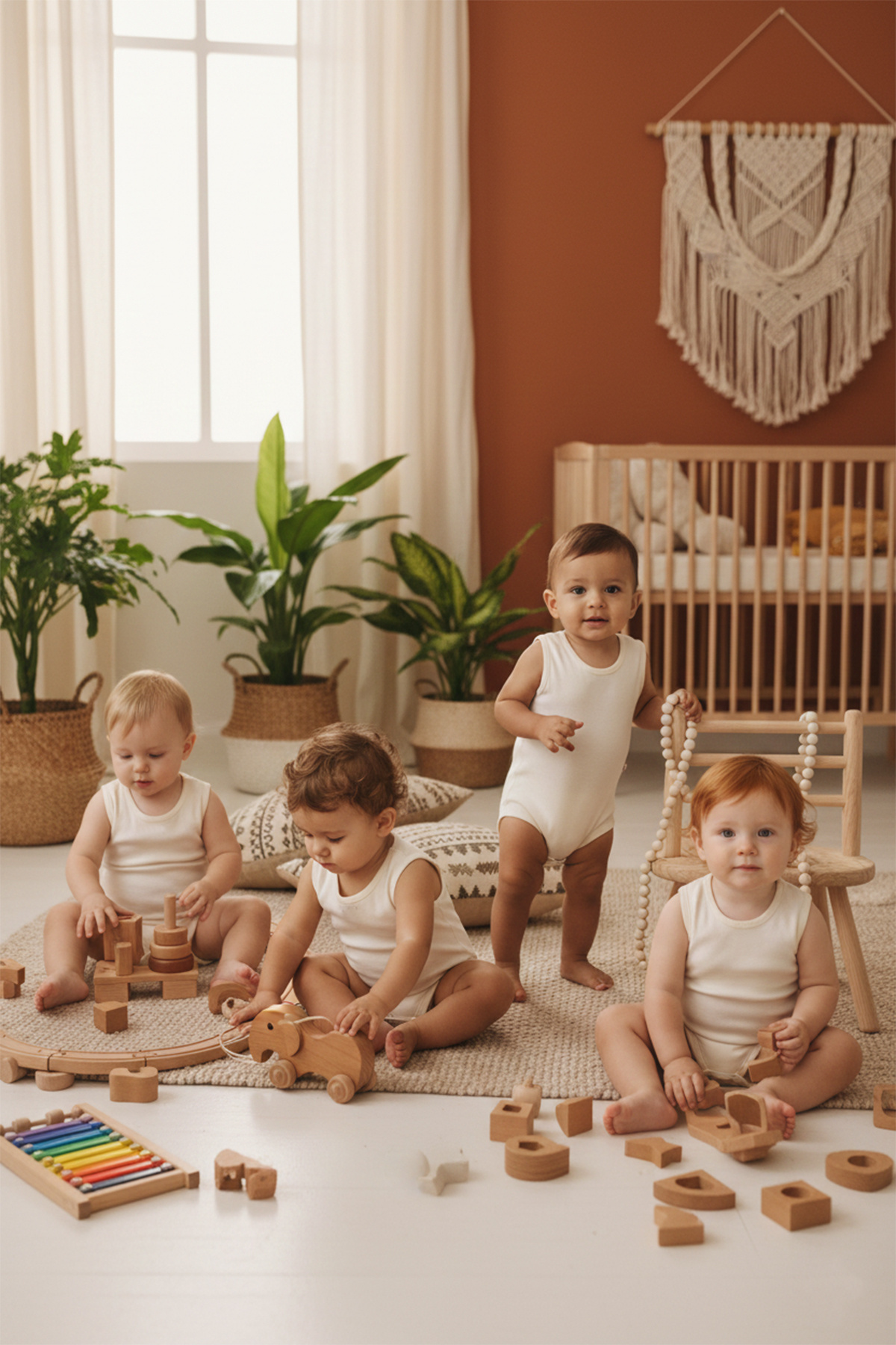 MAHFEL %100 Organik Pamuklu 4'lü Çıtçıtlı Kolsuz Bebek Body Zıbın fotoğrafı 2 (önizleme)