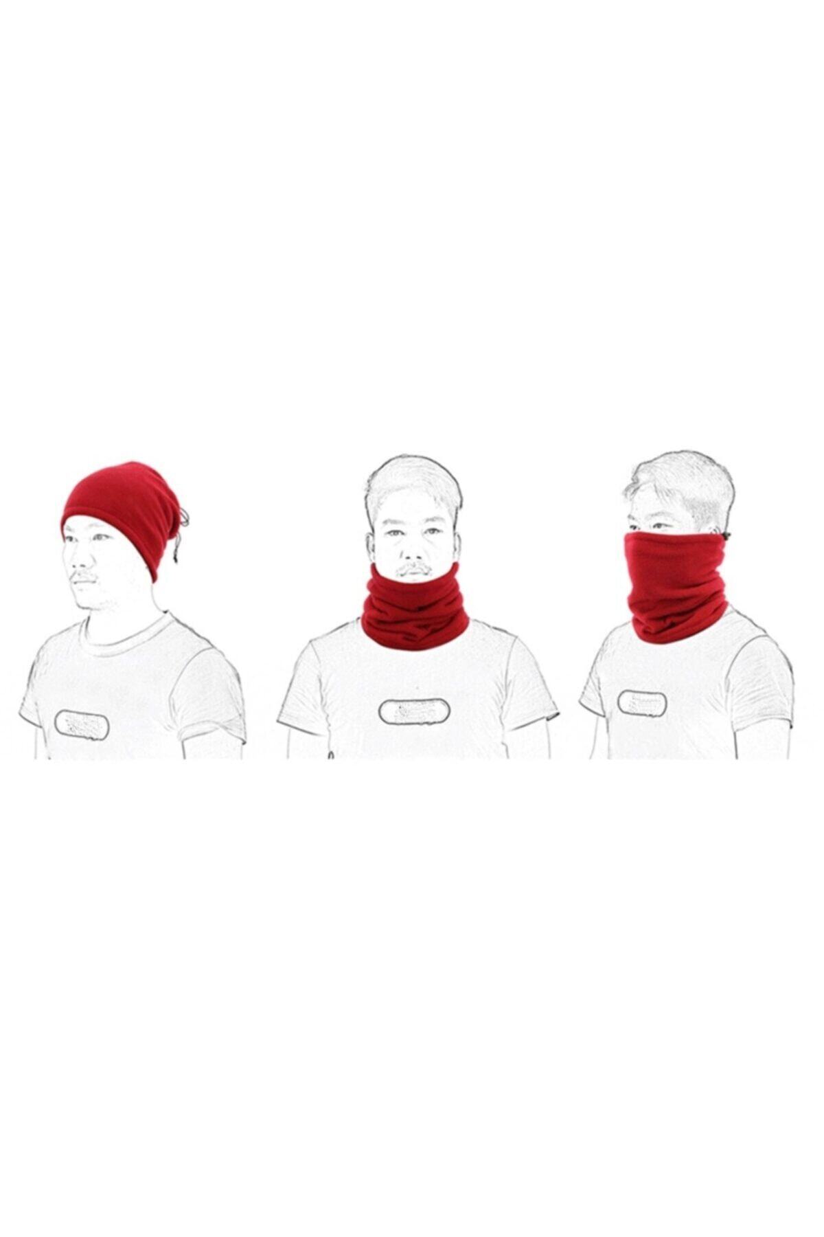 AXE SPORTSWEAR Kışlık Siyah Unisex Şapka Bere Olabilen Ipli Polar Boyunluk görsel 5