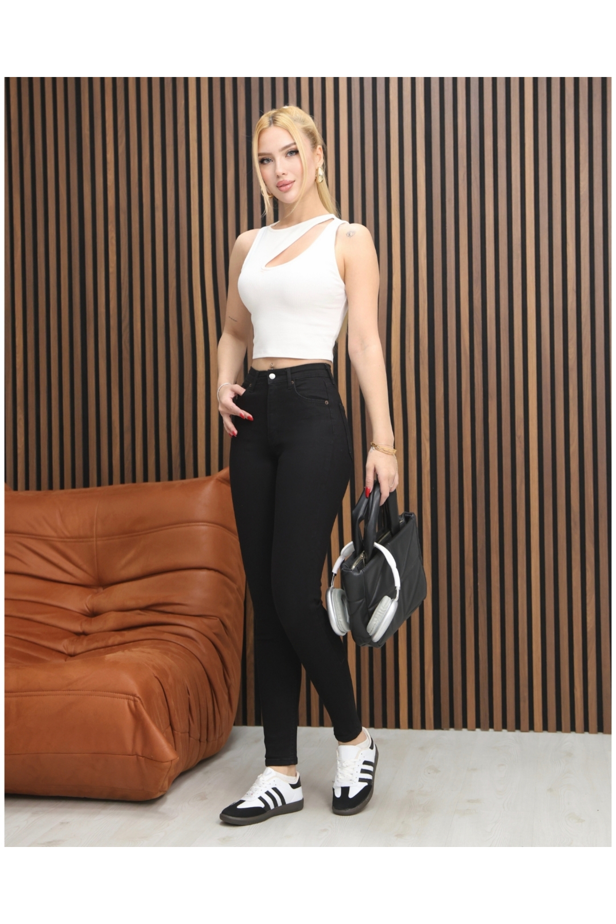 Kadın Siyah Yüksel Bel Skinny Fit Jean Pantolon