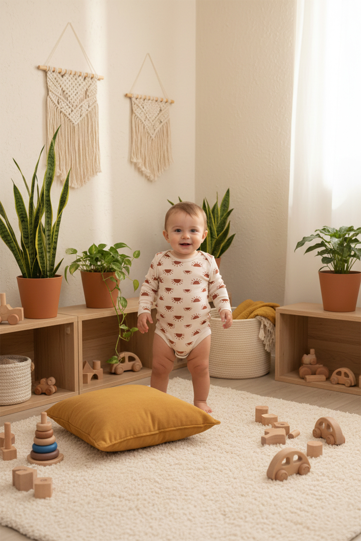 MAHFEL %100 Pamuklu 3'lü Organik Baskılı Çıtçıtlı Bebek Body Zıbın fotoğrafı 3 (önizleme)