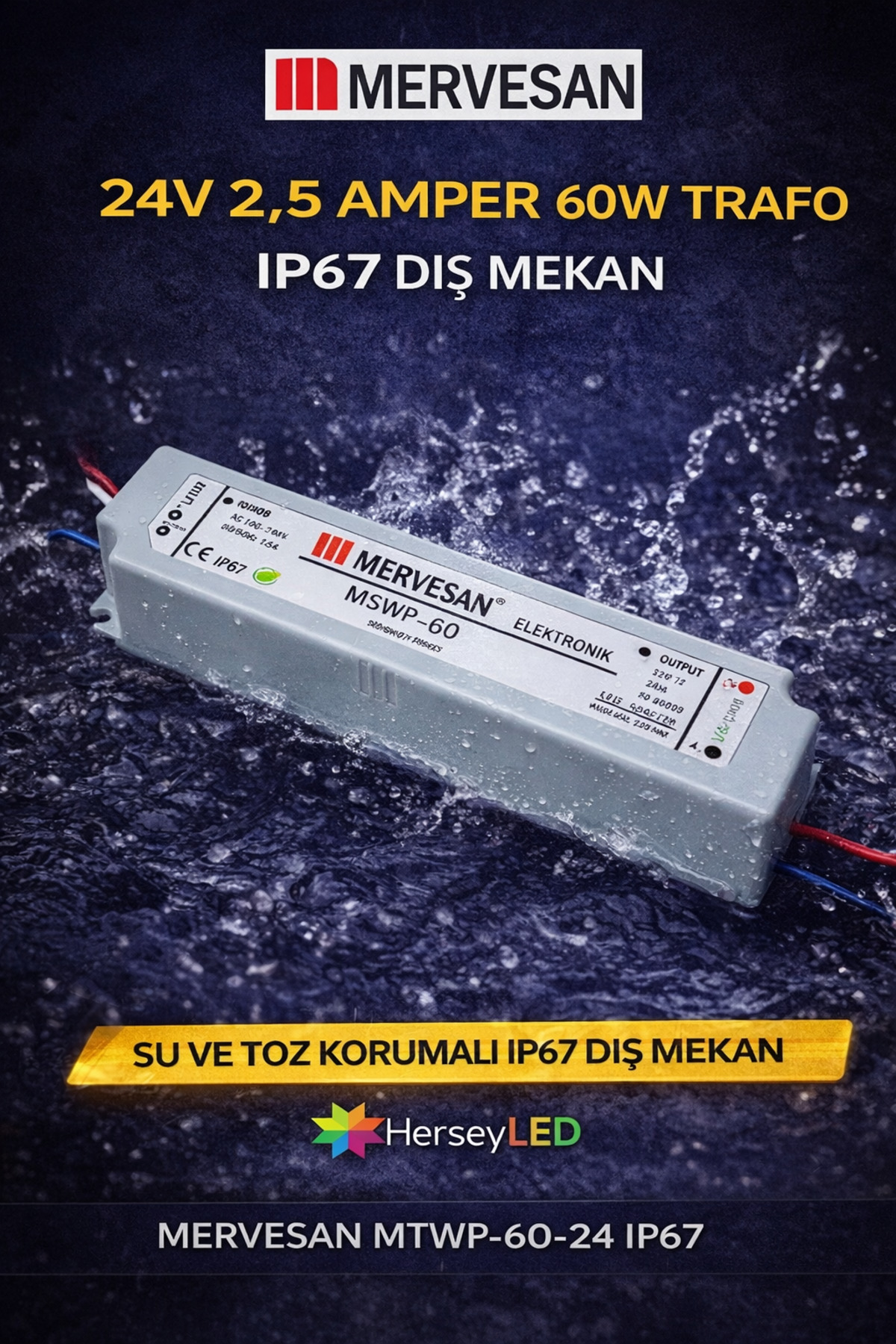 Mervesan 24V 2,5 AMPER 60W TRAFO IP67 DIŞ MEKAN - Fiyatı, Yorumları