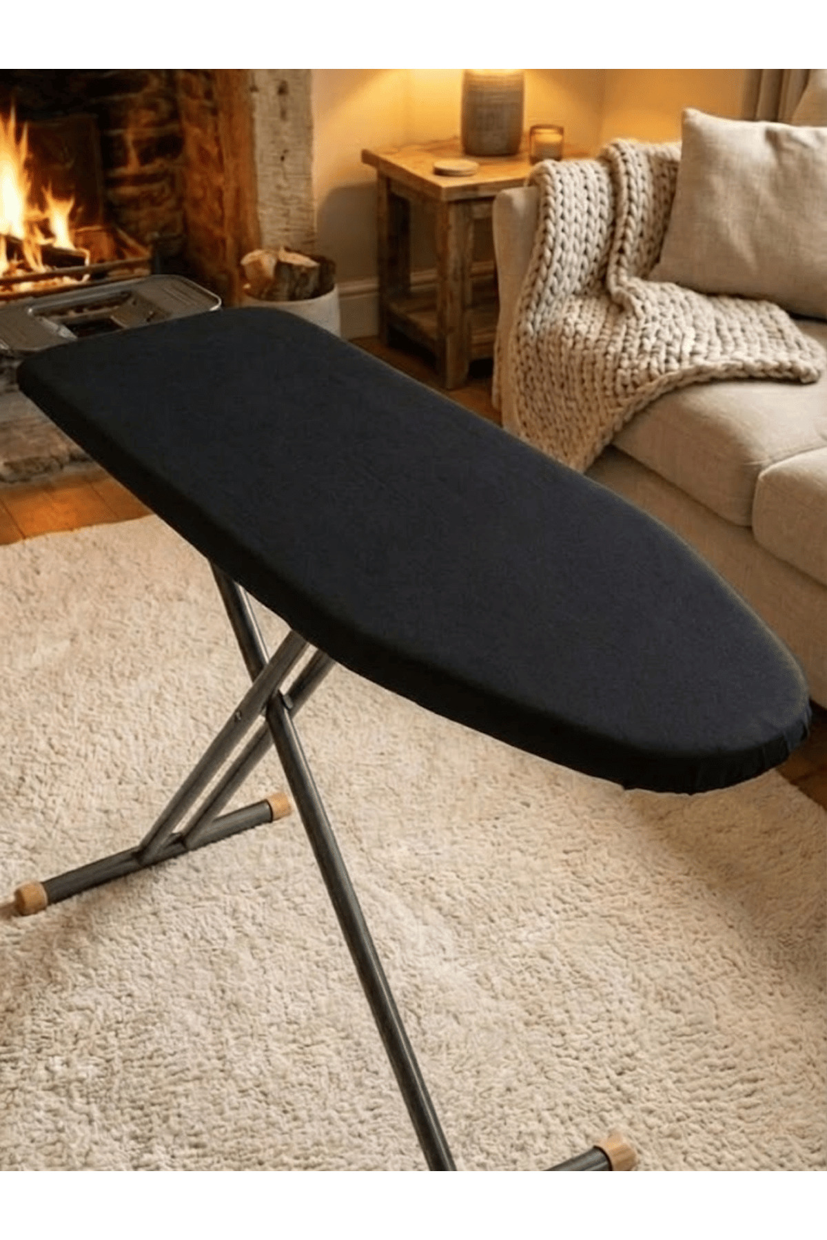 Ironing Board Cover Rubber Sealed Fireproof Ironing Board Cover Cloth Black 50x150 CM