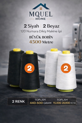 MQUEL Dikiş Makine İpi Dikiş İpi 2 Adet Siyah 2 Adet Beyaz 120 No