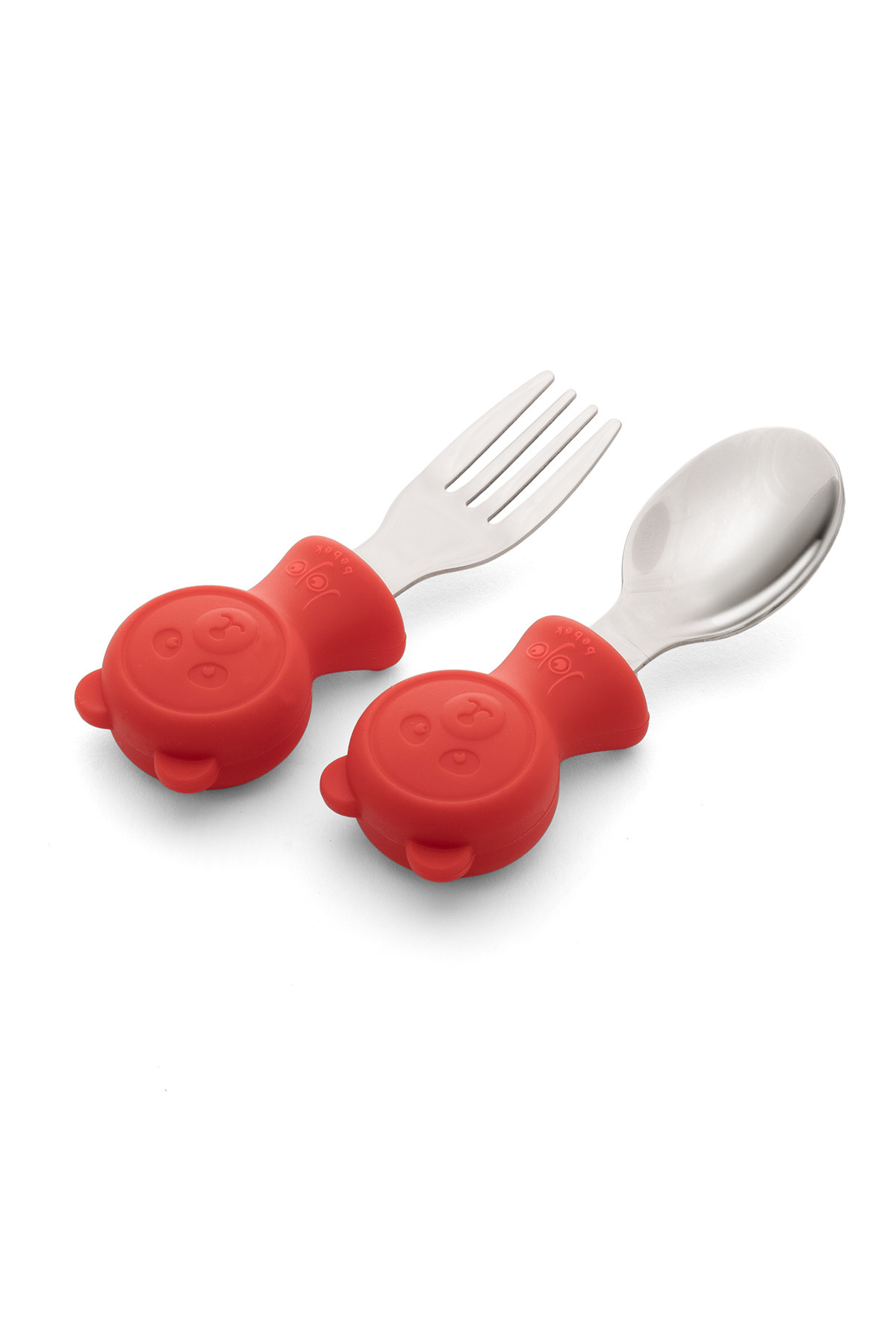 jojobebek Premium Çocuk BPA Free Kaliteli Silikon Saplı Paslanmaz Çelik Uçlu Çatal-Kaşık /KIRMIZI fotoğrafı 6 (önizleme)
