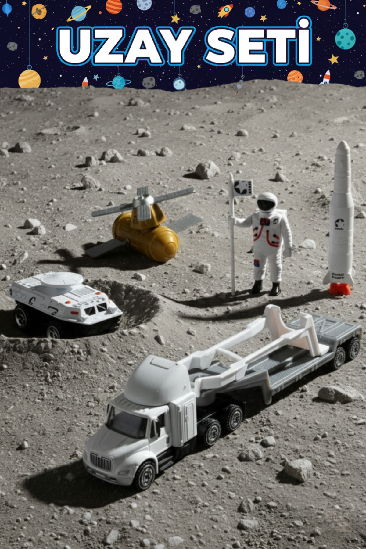 TUENGİ STORE 8 Parça Uzay Macerası Oyuncak Seti Diecast Metal