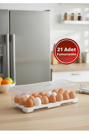 EFFE HOME Şeffaf Yumurtalıklı Dolap Düzenleyicisi (21 Yumurtalı)