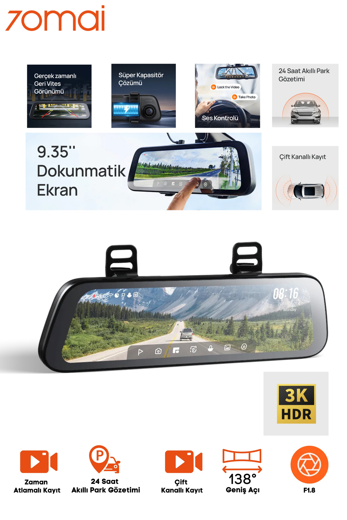 うた確認ページ　２５０５１２ 70MAİ Rearview Dash Cam S500 Set Araç Kamerası 2024 - Fiyatı