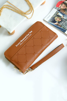 Choscale Telefon Bölmeli Tek Fermuarlı Yumuşak Dokulu Kartlıklı Cüzdan