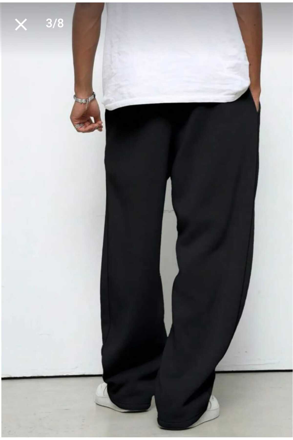 Genel Markalar  EŞOFMAN ALTI 2(ADET) Siyah Gri Battal Büyük Beden Spor Giyim Kaliteli Bol Kesim Esnek Rahat Kumaş - Görsel 6