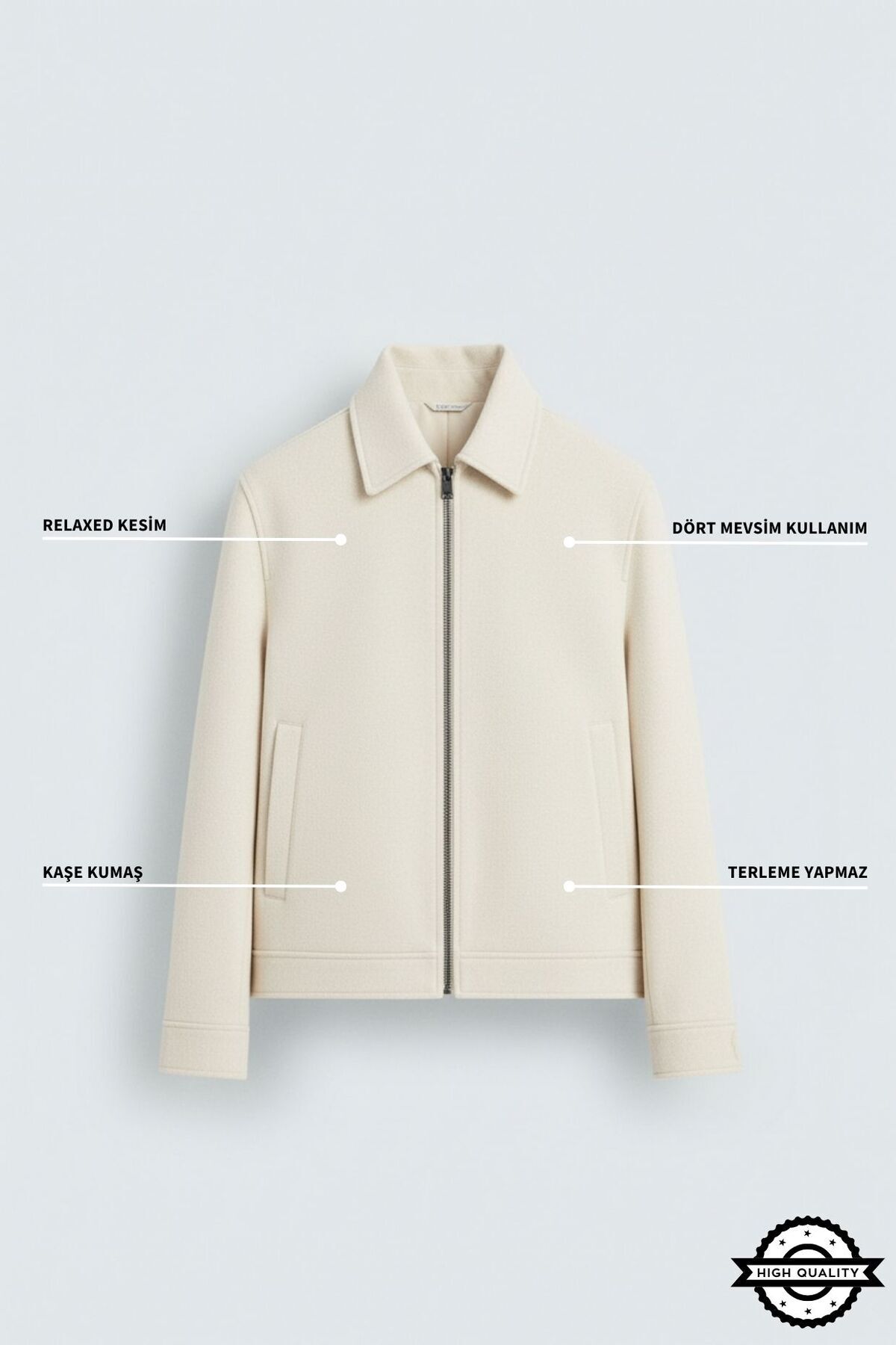 KOCCI  Yeni Sezon Soğuk Geçirmez Rahat Kesim Kışlık Erkek Kaşe Ceket Mont - Görsel 4